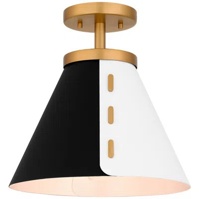 Quoizel Trette 1-light Brushed Weathered Brass Semi-flush Mount Light