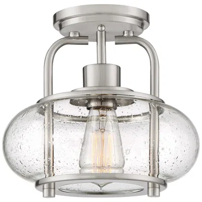 Quoizel Trilogy 10" Wide Brushed Nickel Seeded Glass Ceiling Light