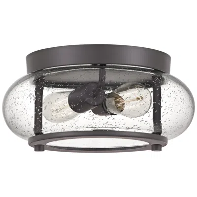 Quoizel Trilogy 12" Wide 2-light Old Bronze Seeded Glass Ceiling Light