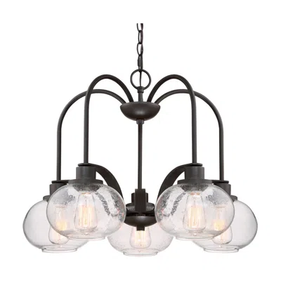 Quoizel Trilogy 26" Wide 5-light Bronze And Glass Dinette Chandelier