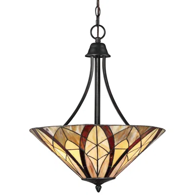Quoizel Victory 19 1/4" Wide Valiant Bronze Art Glass Pendant Light