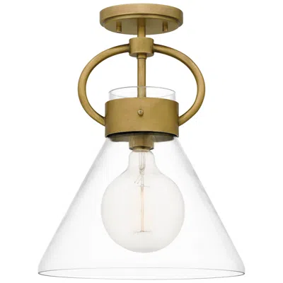 Quoizel Webster 12" Wide Weathered Brass Ceiling Light