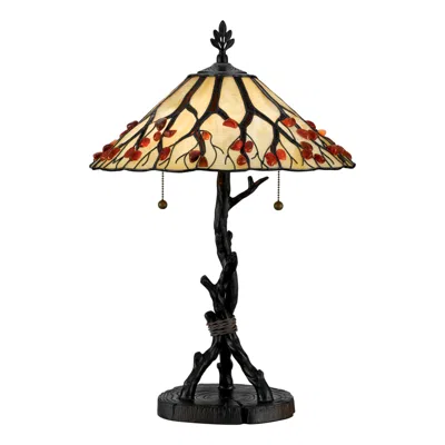 Quoizel Whispering Wood 25" Tiffany-style Art Glass Table Lamp