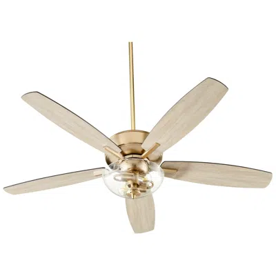 Quorum 52" Breeze Aged Brass And Weathered Oak Led Ceiling Fan