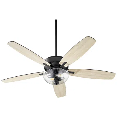 Quorum 52" Breeze Black Led Ceiling Fan W/ Weathered Oak Blades