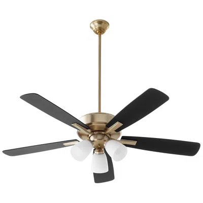 Quorum 52" Ovation Aged Brass And Matte Black Led Ceiling Fan