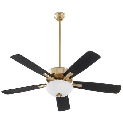 Quorum 52" Ovation Aged Brass Led Ceiling Fan With Black Blades