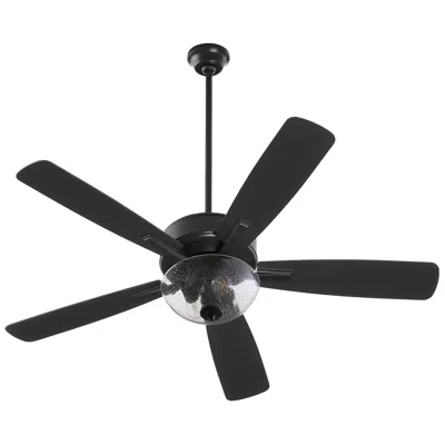 Quorum 52" Ovation Matte Black Ceiling Fan With Clear Seeded Glass