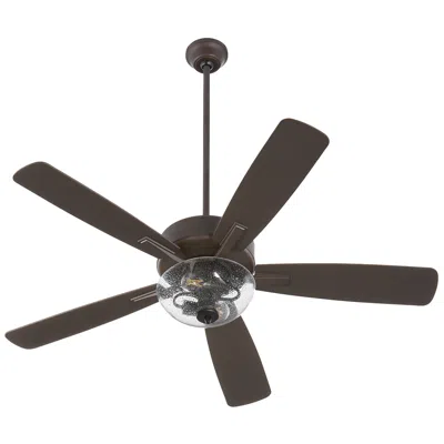 Quorum 52" Ovation Oiled Bronze Ceiling Fan W/ Clear Seeded Glass