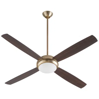 Quorum 60"  Expo Aged Brass Led Ceiling Fan W/ Walnut Blades