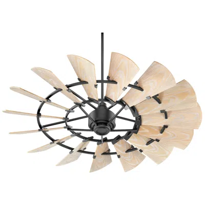 Quorum 60" Windmill Black Ceiling Fan With Weathered Oak Blades