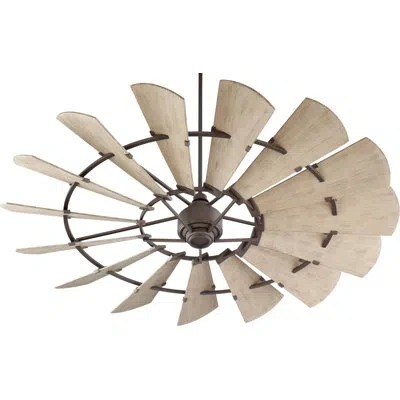 Quorum 72" 15 - Blade Windmill Ceiling Fan With Remote Control In Oiled Bronze