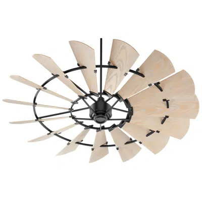 Quorum 72" Windmill Black Ceiling Fan W/ Weathered Oak Blades