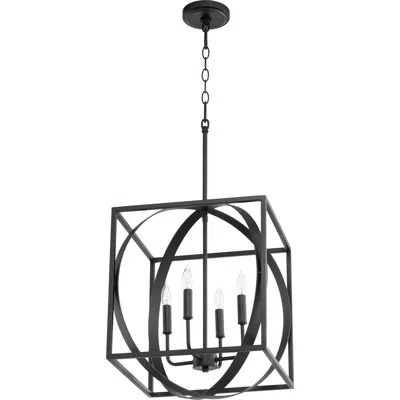 Quorum Cube/sphere 4-light Lantern Pendant In Noir