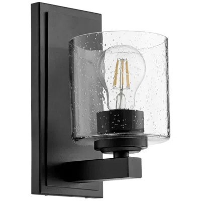 Quorum International 1lt Black W Seeded Glass Cylinder Wall Mount