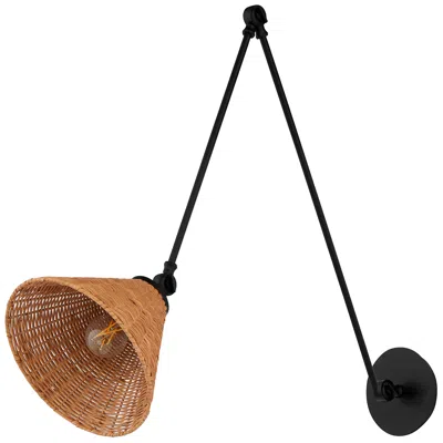 Quorum International 1lt Lg Wicker Matte Black Wall Mount
