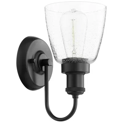 Quorum International 1lt Mate Black W Seeded Glass Wall Mount