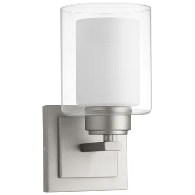Quorum International 1lt Satin Nickel W Clear Opal Glass Wall Mount