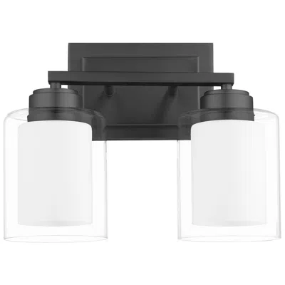 Quorum International 2lt Matte Black Clear Opal Vanity Light