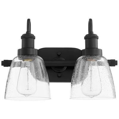 Quorum International 2lt Matte Black Clear Seeded Glass Vanity Light