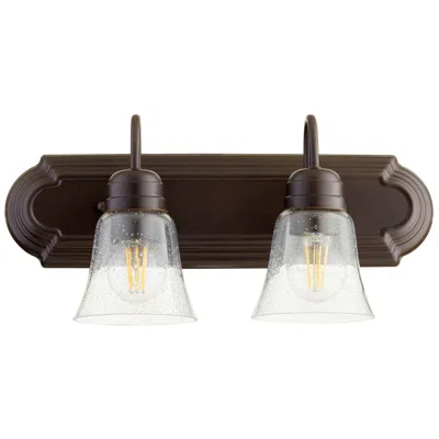 Quorum International 2lt Oiled Bronze W Clear Seeded Glass Vanity Light
