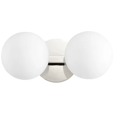 Quorum International 2lt Polished Nickel Globe Vanity Light In White