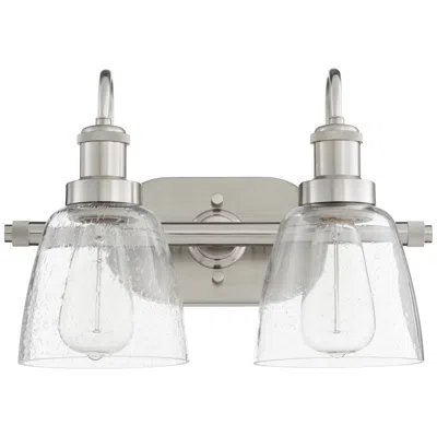 Quorum International 2lt Satin Nickel Clear Seeded Glass Vanity Light