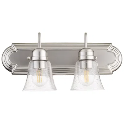 Quorum International 2lt Satin Nickel W Clear Seeded Glass Vanity Light In Silver