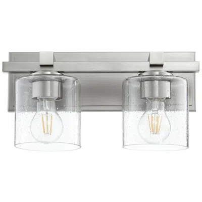Quorum International 2lt Satin Nickel W Seeded Glass Cylinder Wall Mount