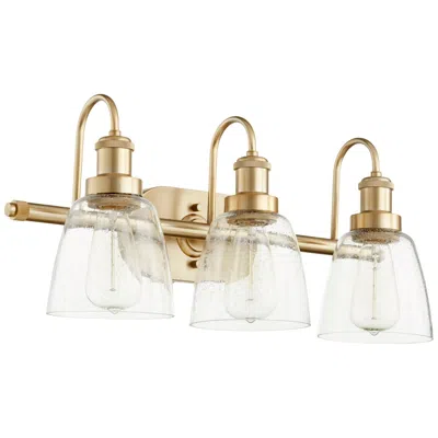 Quorum International 3lt Aged Brass Clear Seeded Glassvanity Light In Black