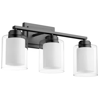 Quorum International 3lt Matte Black Clear Opal Vanity Light