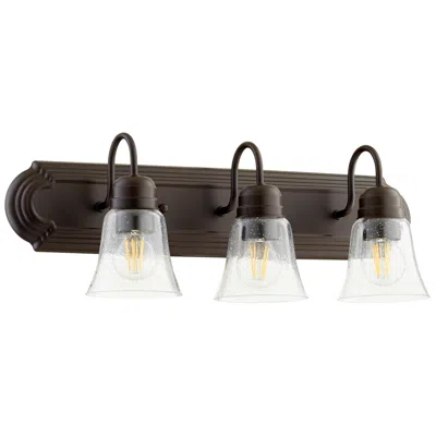 Quorum International 3lt Oiled Bronze W Clear Seeded Glass Vanity Light In Black