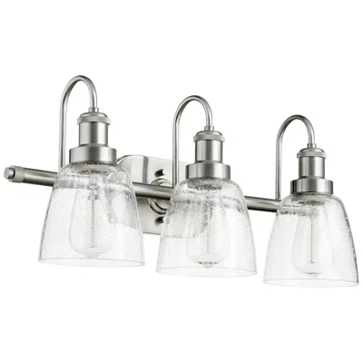 Quorum International 3lt Satin Nickel Clear Seeded Glass Vanity Light