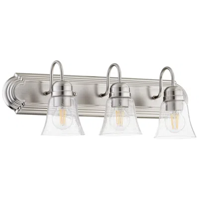 Quorum International 3lt Satin Nickel W Clear Seeded Glass Vanity Light In Silver