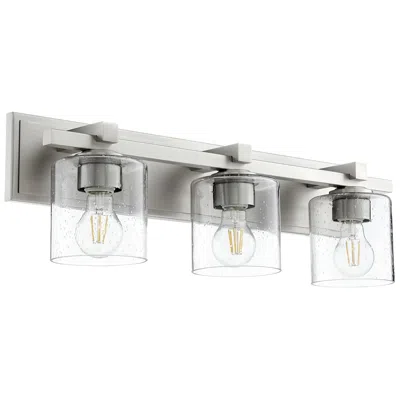 Quorum International 3lt Satin Nickel W Clear Seeded Glass Vanity Light In Silver