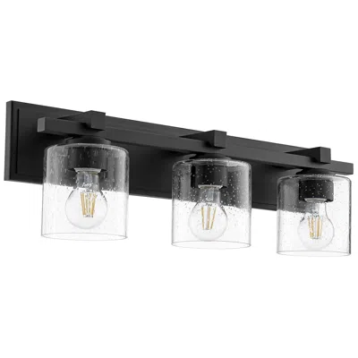 Quorum International 3lt Textured Black W Clear Seeded Glass Vanity Light