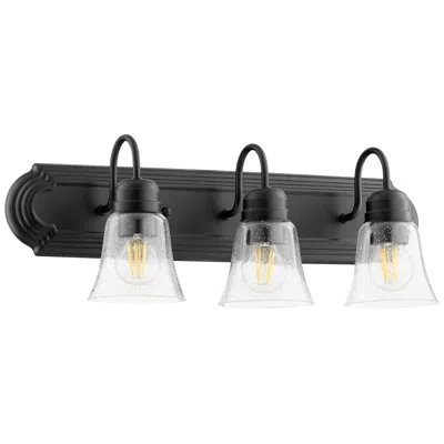Quorum International 3lt Textured Black W Clear Seeded Glass Vanity Light