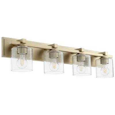 Quorum International 4lt Aged Brass W Seeded Glass Cylinder Vanity Light