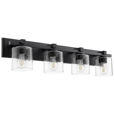 Quorum International 4lt Black W Clear Seeded Glass Cylinder Vanity Light
