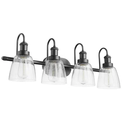 Quorum International 4lt Matte Black Clear Seeded Glass Vanity Light