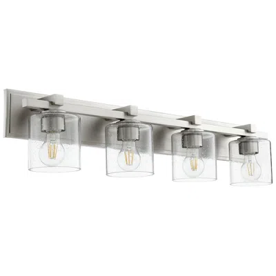 Quorum International 4lt Nickel W Clear Seeded Glass Cylinder Vanity Light