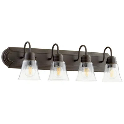 Quorum International 4lt Oiled Bronze W Clear Seeded Glass Vanity Light In Black