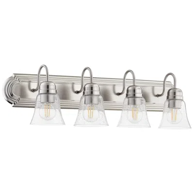 Quorum International 4lt Satin Nickel W Clear Seeded Glass Vanity Light