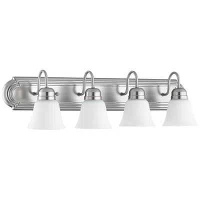 Quorum International 4lt Satin Nickel W Satin Opal Glass Vanity Light