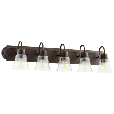 Quorum International 5lt Oiled Bronze W Clear Seeded Glass Vanity Light