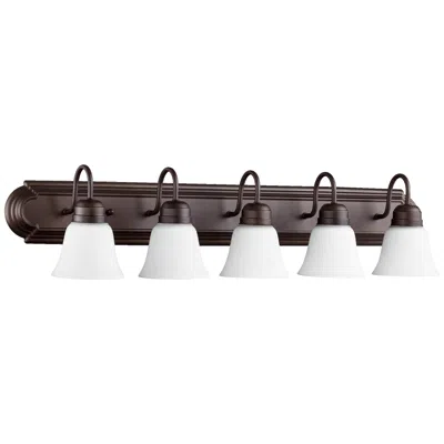 Quorum International 5lt Oiled Bronze W Satin Opal Glass Vanity Light In Brown