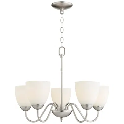 Quorum International 5lt Satin Nickel Opal Chandelier In Silver