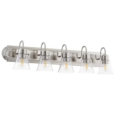 Quorum International 5lt Satin Nickel W Clear Seeded Glass Vanity Light
