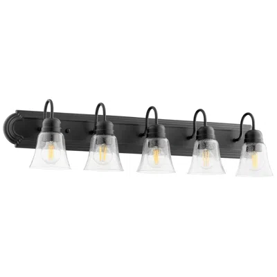 Quorum International 5lt Textured Black W Clear Seeded Glass Vanity Light