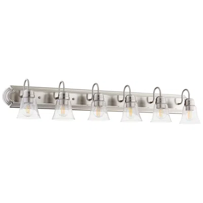 Quorum International 6lt Satin Nickel W Clear Seeded Glass Vanity Light In Silver